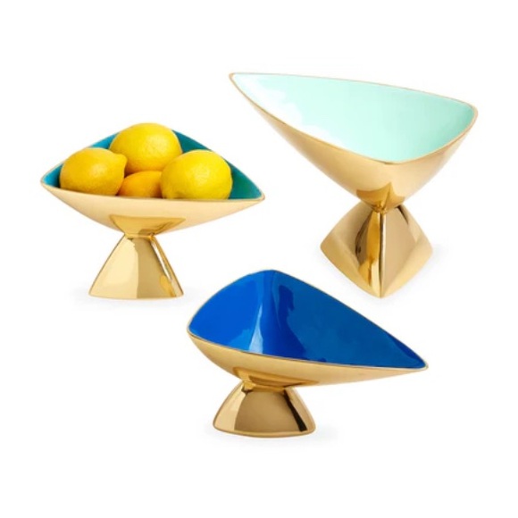 Jonathan Adler Anvil brass and enamel bowls small and medium set of 2 - Picture 3 of 14